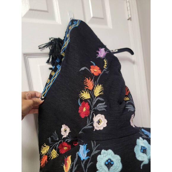 Time For Me Wrap Cardigan Knit Multi-Color Embroidered W/ Hoodie M - Picture 4 of 12